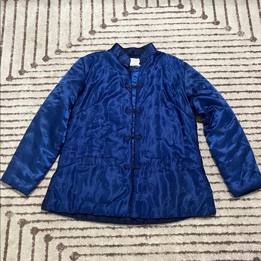 Elegant Blue Floral Women's Jacket Vintage Jacket Padded Asian Jacket Manda
